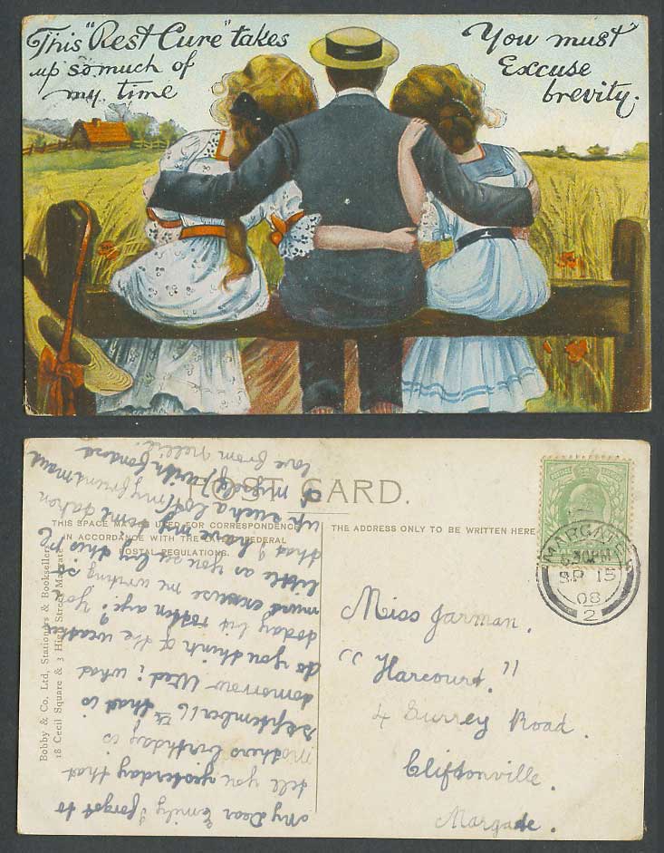This Rest Cure Takes Up Much of My Time, U Must Excuse Brevity 1908 Old Postcard