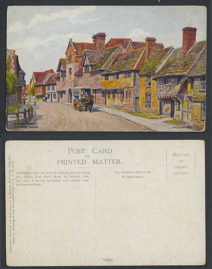 A.R. Quinton Old Postcard Steyning, Church Street Scene, Sussex, Horse Cart 2009