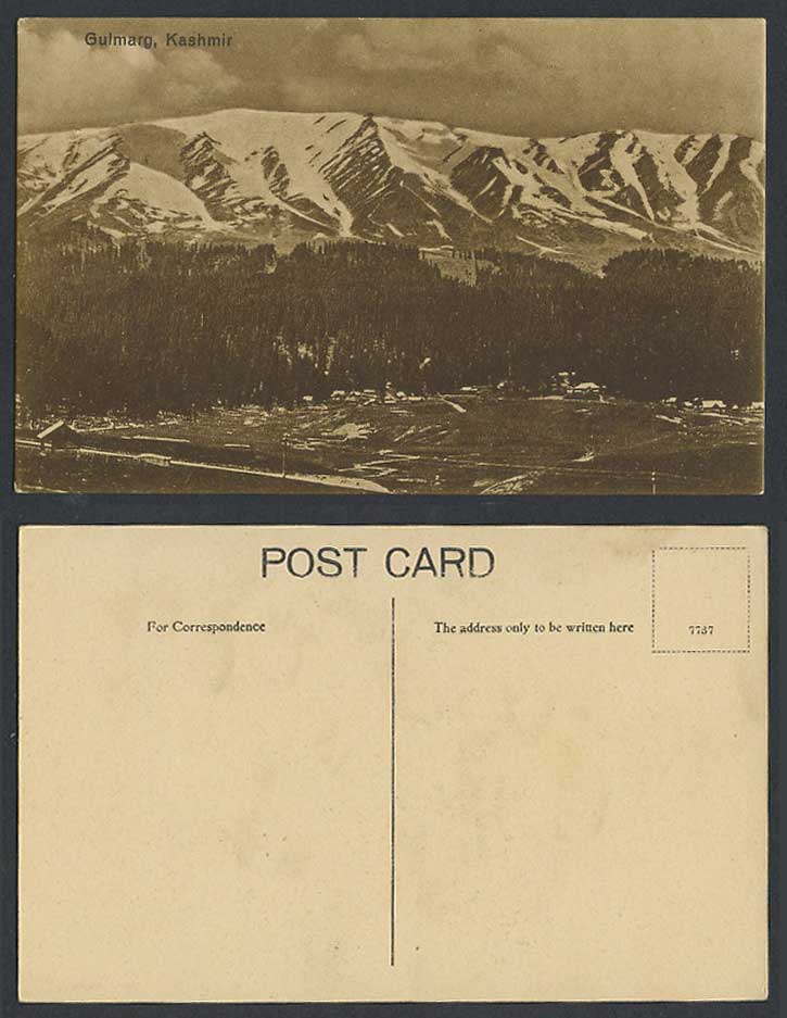 India Old Postcard Gulmarg Kashmir Himalaya Snowy Mountains Trees Forest No.7737