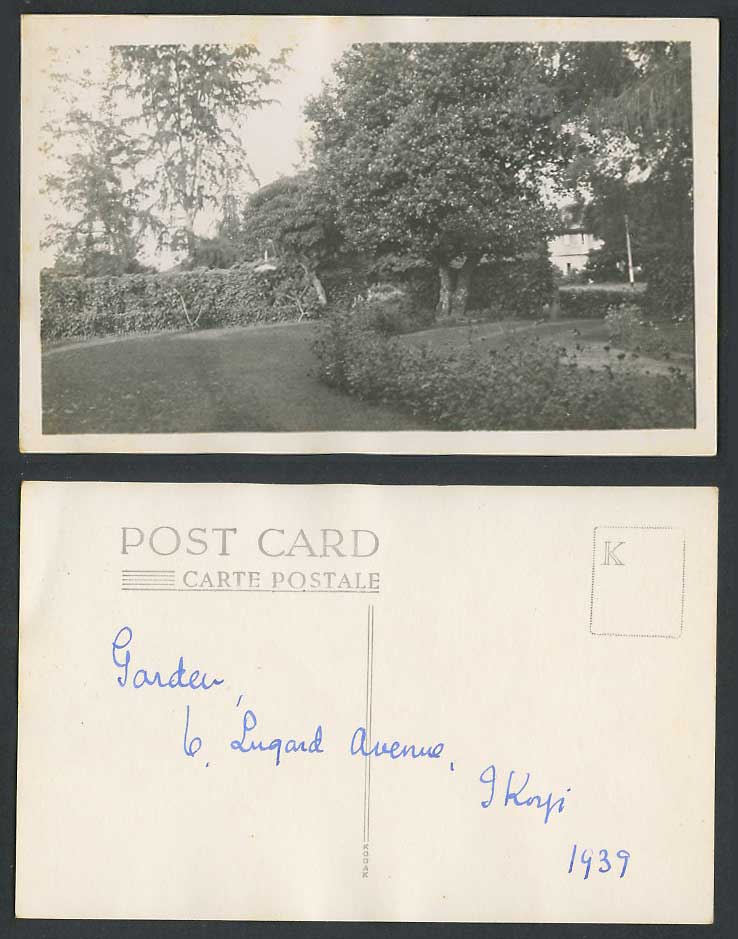 Nigeria Old Real Photo Postcard Garden 6 Lugard Avenue Ikoyi 1939 Gardens Africa