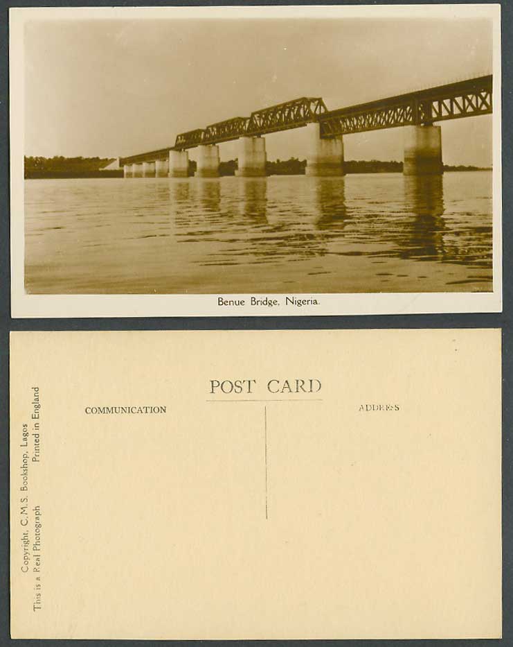 Nigeria Old Real Photo Postcard Benue Bridge, Makurdi, River Scene, Truss Bridge
