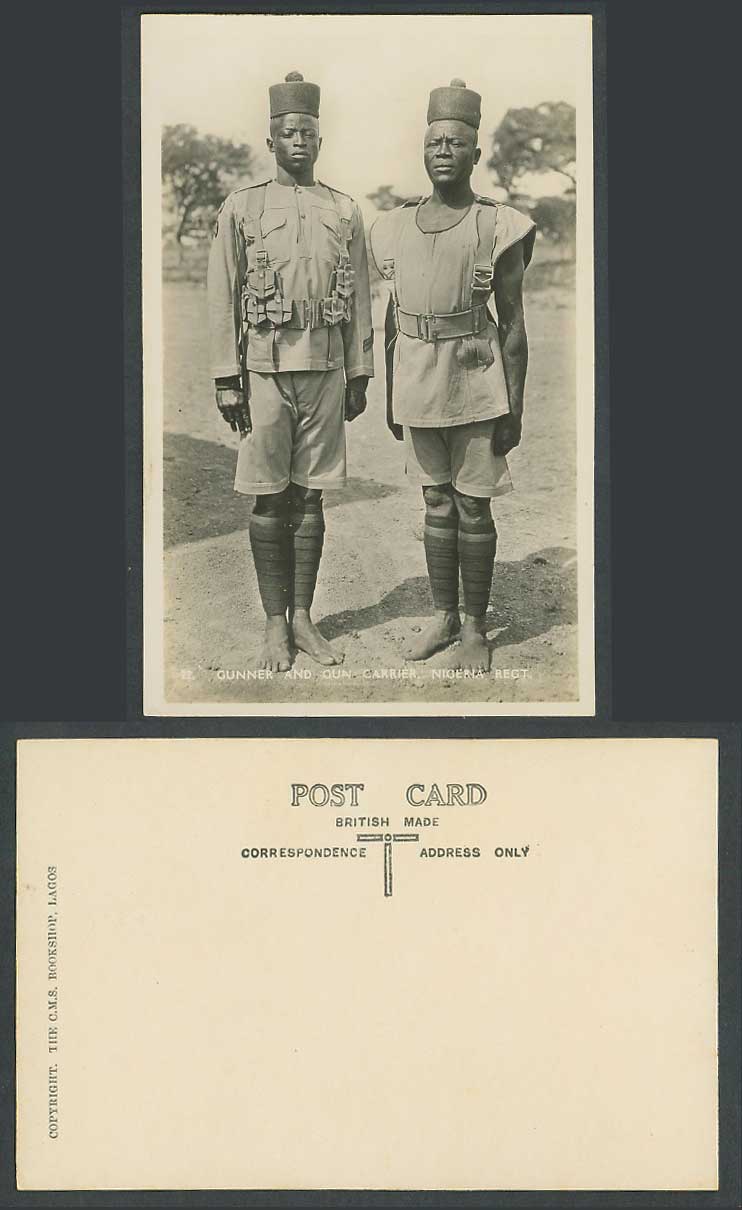 Nigeria Regt. Regiment Old Real Photo Postcard Gunner & Gun Carrier, Soldiers 22