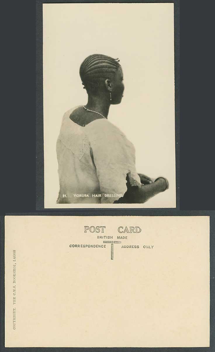 Nigeria Old Real Photo Postcard Yoruba Hair Dressing, Native Black Woman Lady 84