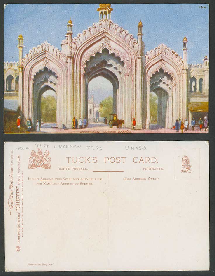 India Old Tuck's Oilette Postcard Hooseinabad Gateway Lucknow Gateway Gate Gates