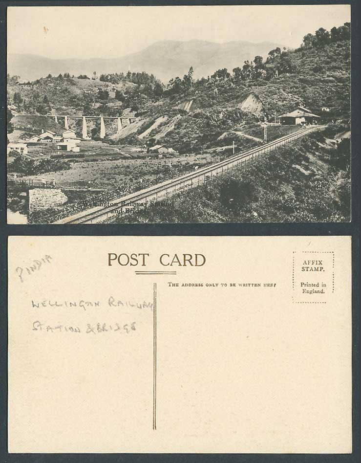 India Old Postcard Wellington Railway Station Bridge Train Station Railroad Rail