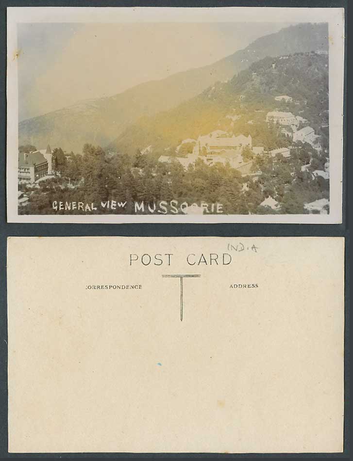 India Old Real Photo Postcard Mussoorie, General View, Panorama, Hills Mountains