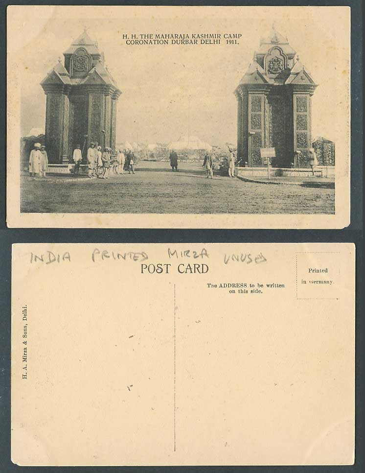 India HH Maharaja Kashmir Camp Coronation Durbar 1911 Old Postcard King George 5