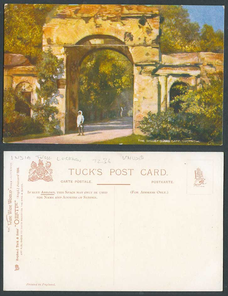 India Old Tuck's Oilette Postcard The Bailley Guard Gate, Lucknow, by Major 1814
