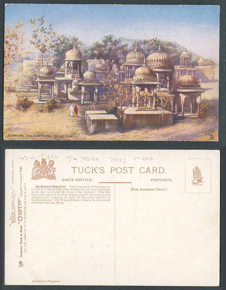 India Old Tuck's Oilette Postcard Jeypore Jaipur An Eastern Cemetery Graves Tomb