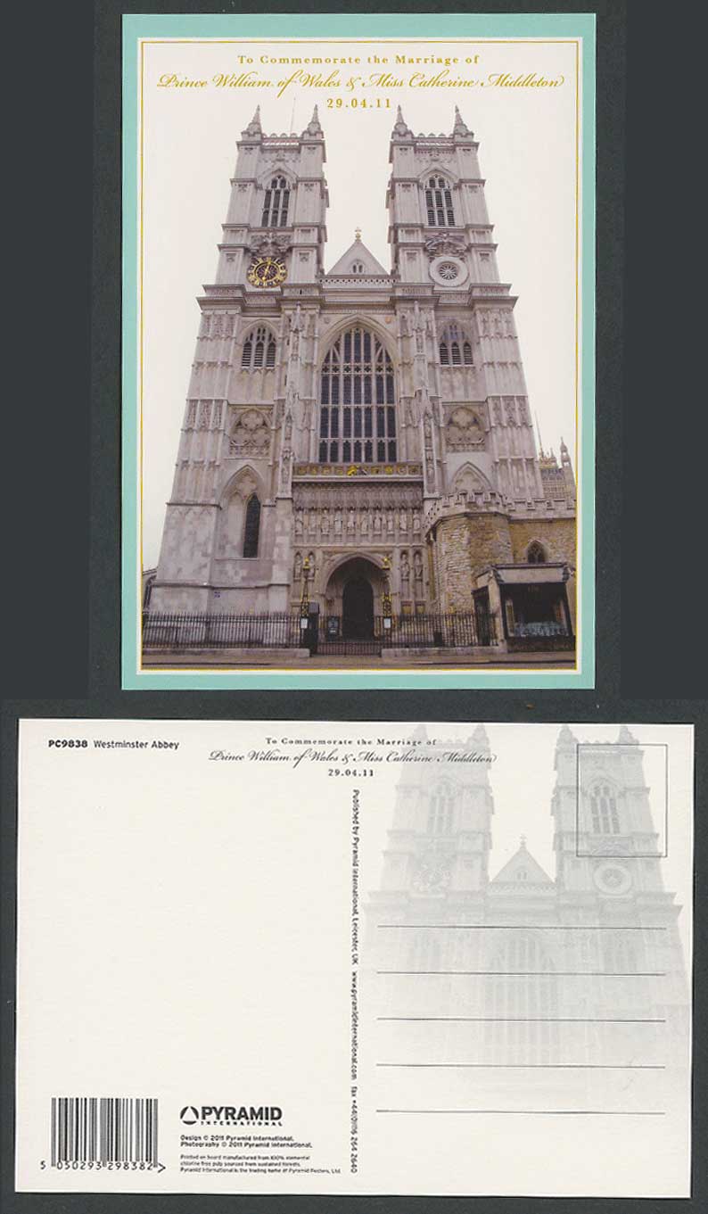 Westminster Abbey London Marriage of Prince William and Kate Middleton Postcard