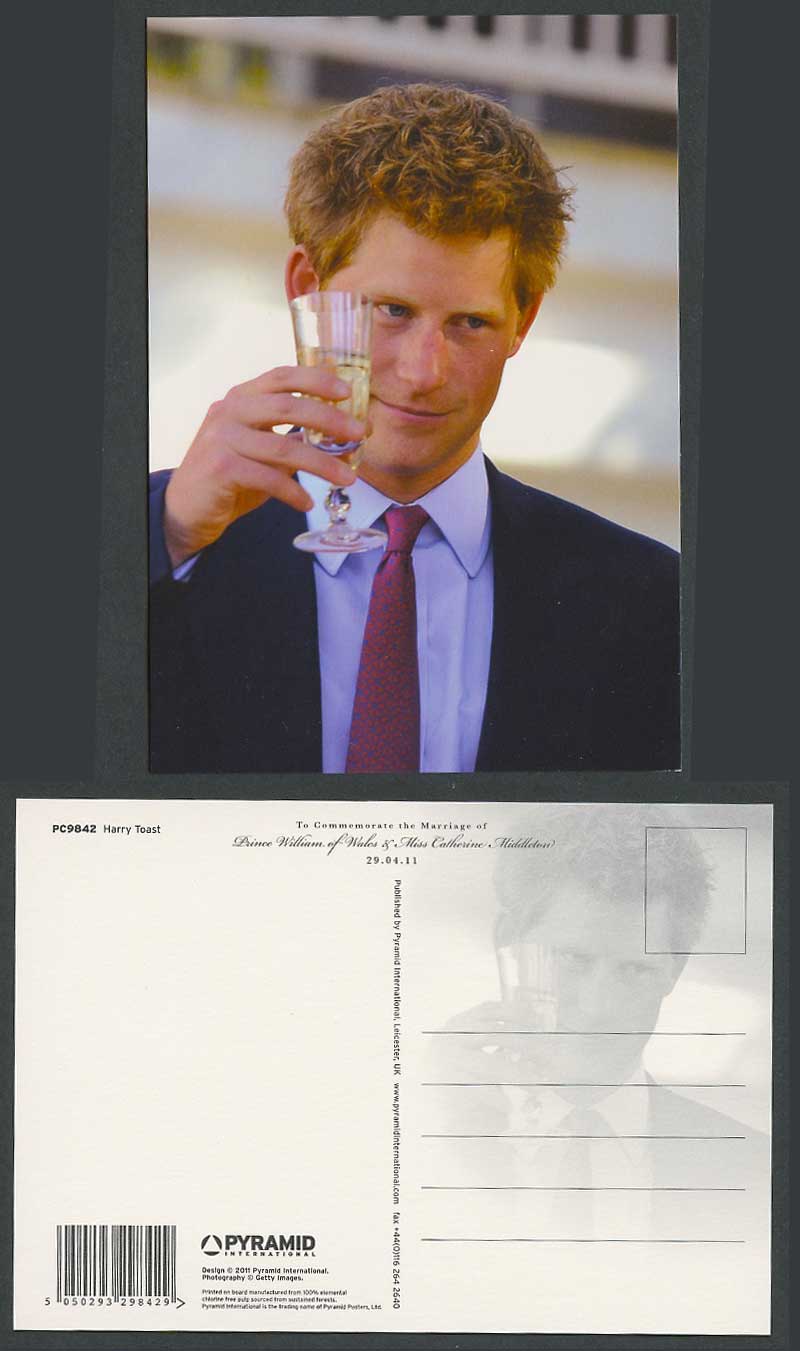 Harry Toast Marriage of Prince William and Catherine Middleton 29.04.11 Postcard