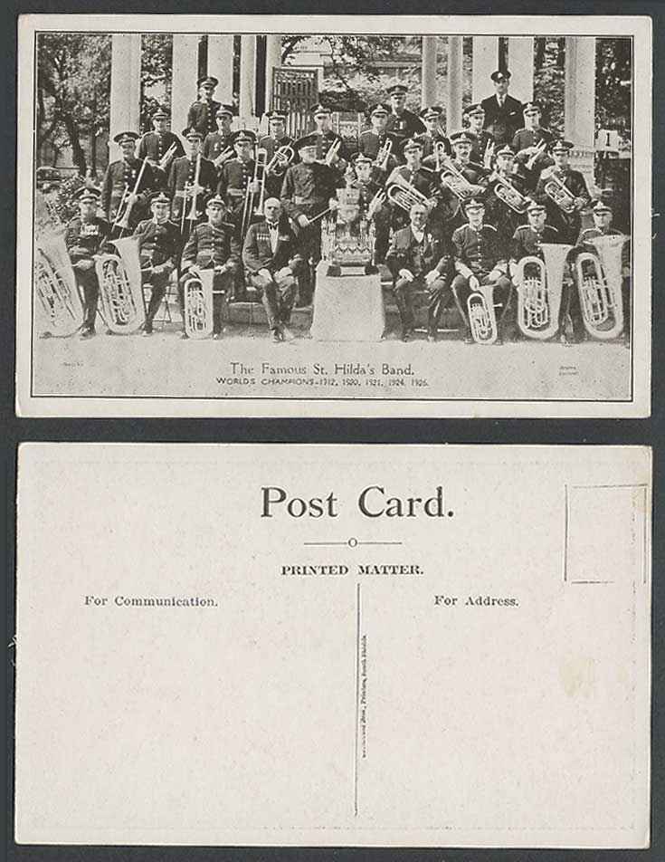 St. Hilda Band Trophy Worlds Champions 1912, 1920, 1921, 1924, 1926 Old Postcard