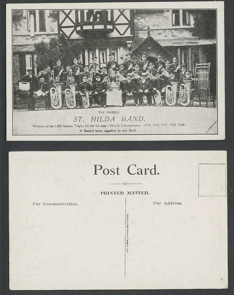St. Hilda Band 1,000 Guinea Trophy Winner, 1912 1920 1921 1924 1926 Old Postcard