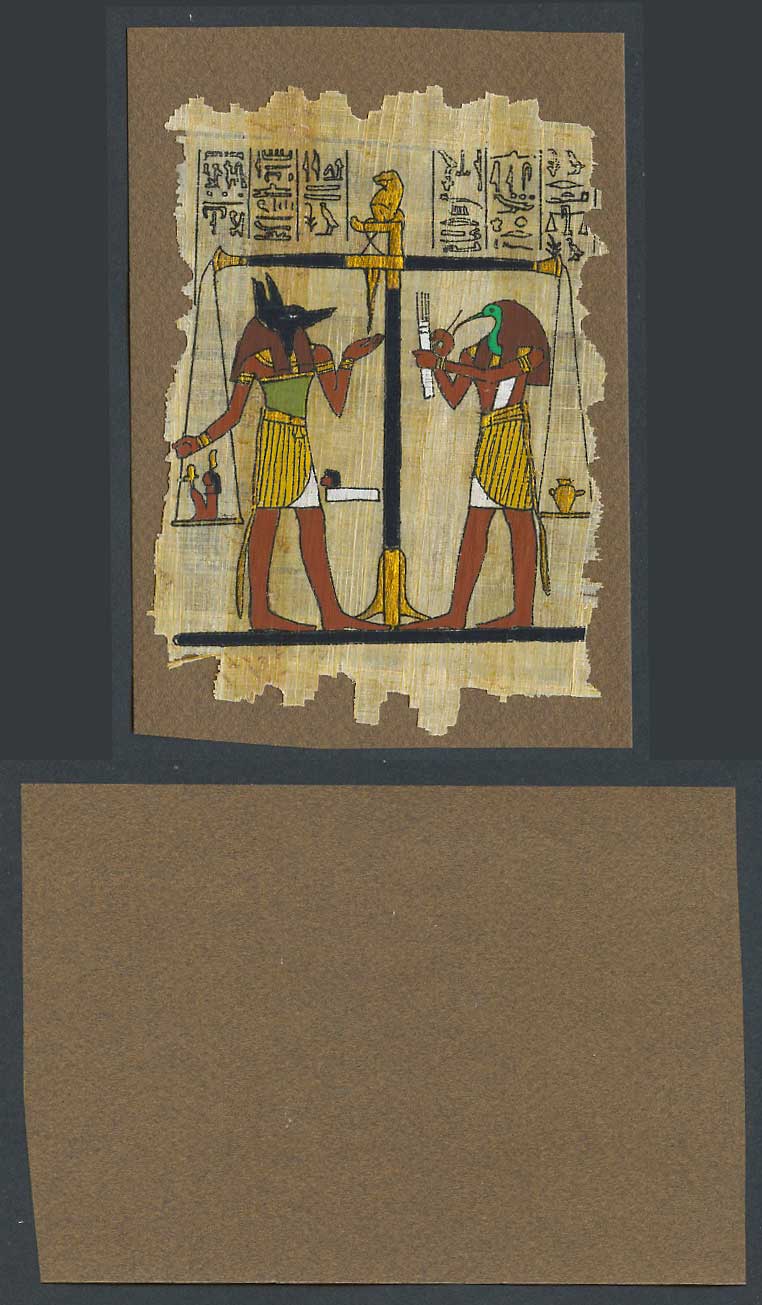 Egypt Genuine Hand Painted Papyrus Old Card Novelty Egyptian Art Dog Bird Scales