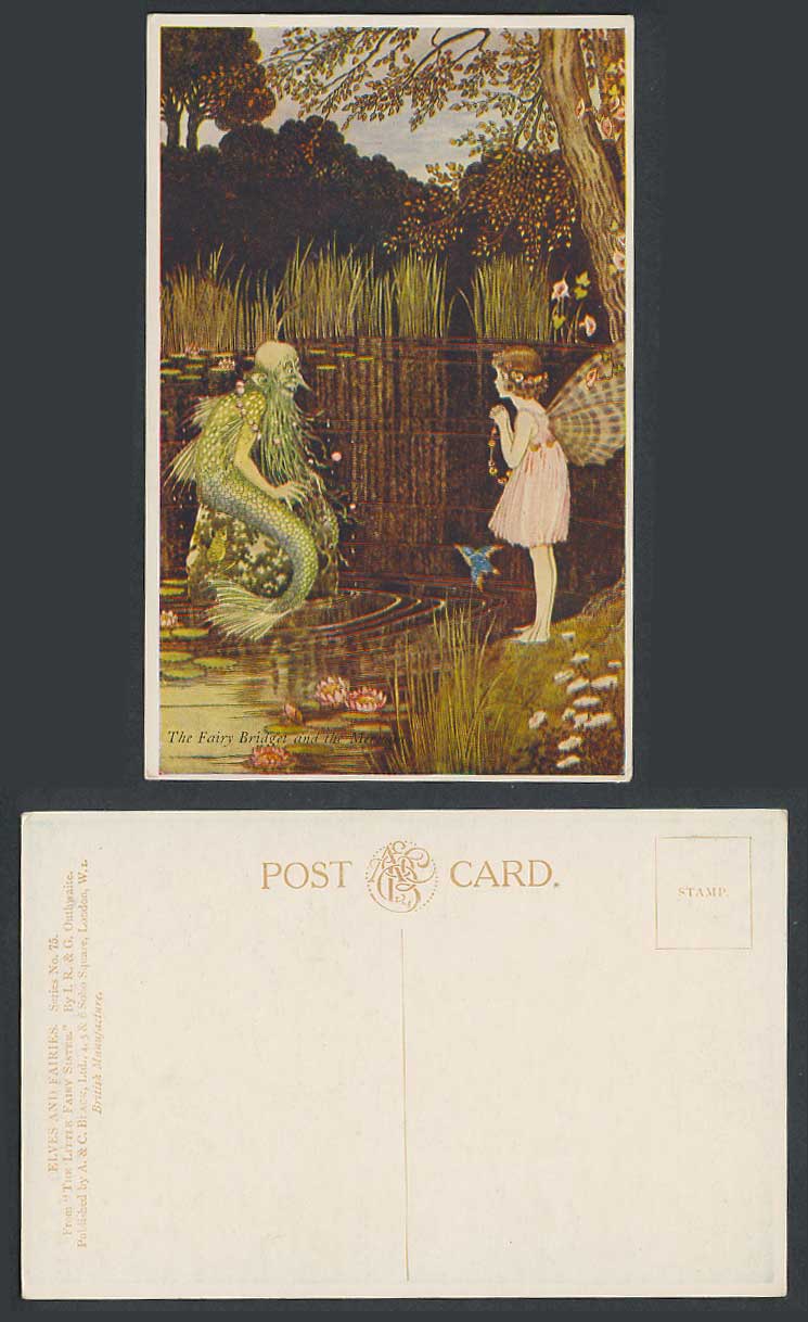 IR &G OUTHWAITE Old Postcard The Fairy Bridget and The Merman Elves & Fairies 75
