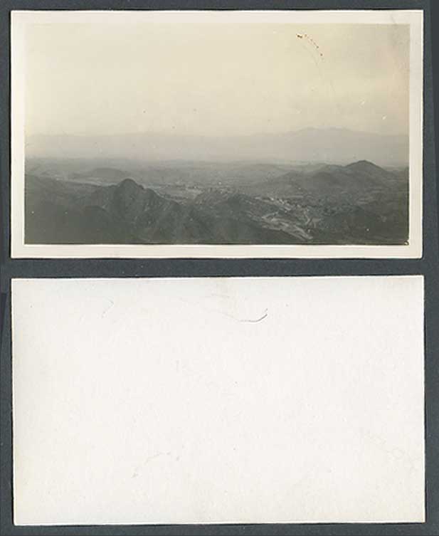 China Chinese c.1930 Old Real Photo Card Mountains Hills Valley Panorama, Peking
