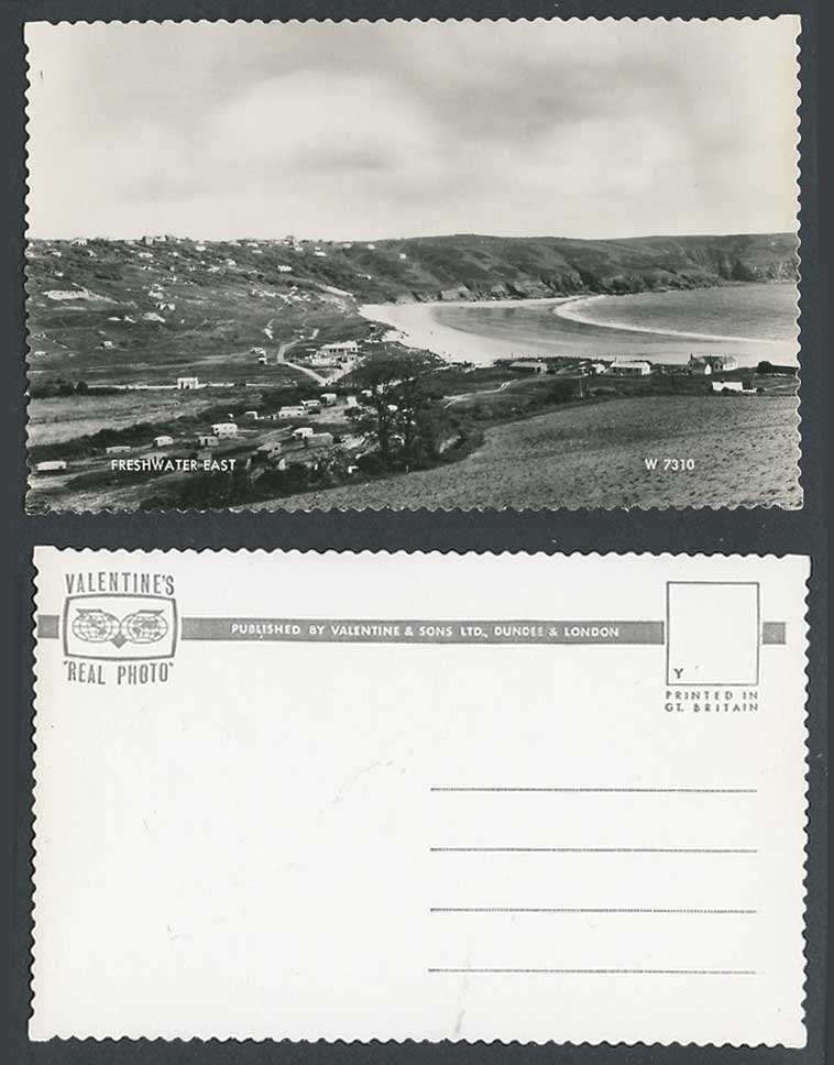Pembrokeshire, Freshwater East, Beach and Panorama Wales Old Real Photo Postcard