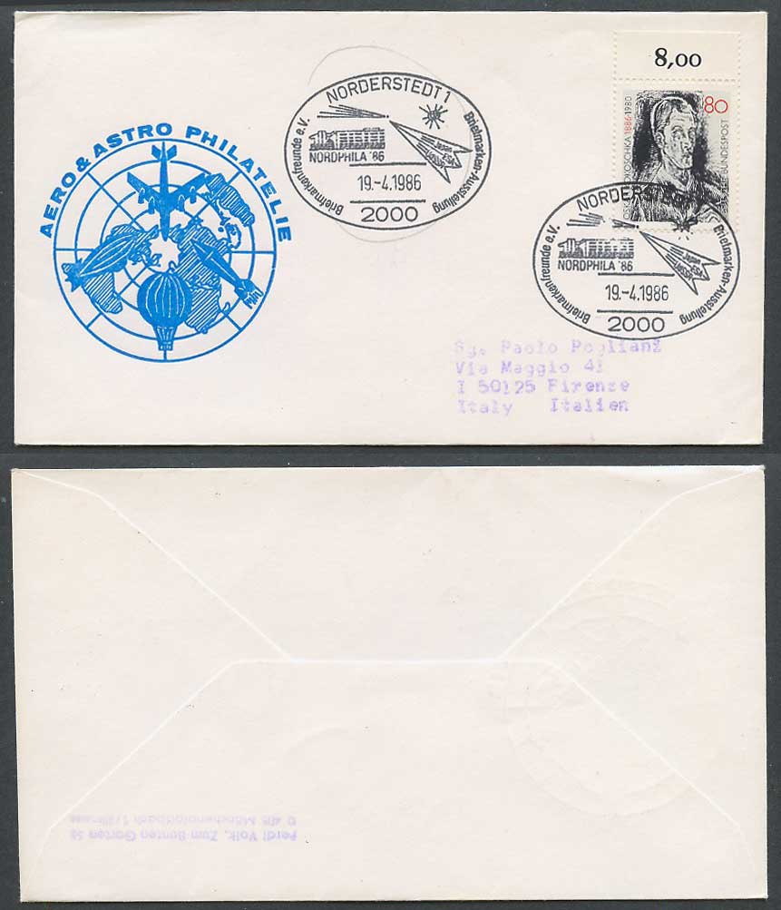 Aero & Astro Philatelie Cover 1986 Norderstedt North Phila '86. Stamp Exhibition