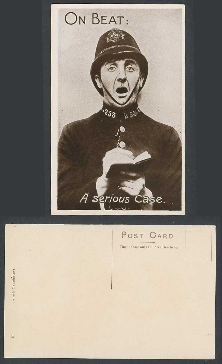 Police Officer On Beat A Serious Case Policeman Uniform with No.253 Old Postcard