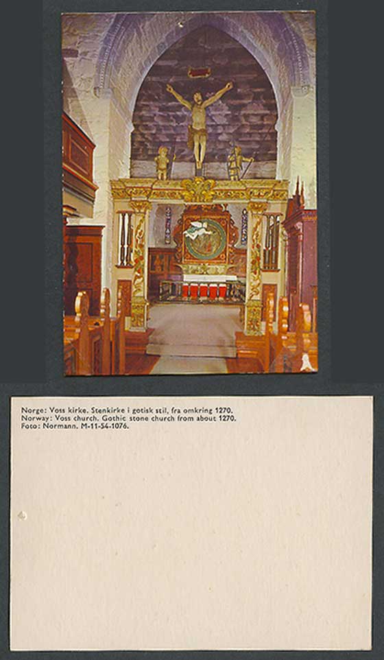 Norway Vintage Old Colour Card Voss Kirke Stenkirke Gothic Stone Church frm 1270