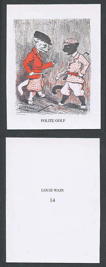 LOUIS WAIN Artist Signed Cats Trading Trade Card Polite Golf. Golfers Golfing 14