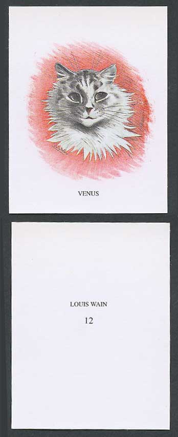 LOUIS WAIN Artist Signed Cat Kitten Trading Card Trade Card Venus No. 12