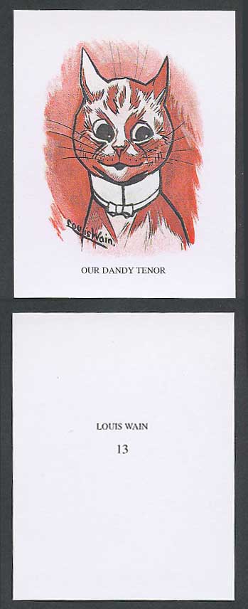 LOUIS WAIN Artist Signed Cat Kitten Trading Card Trade Card, Our Dandy Tenor, 13