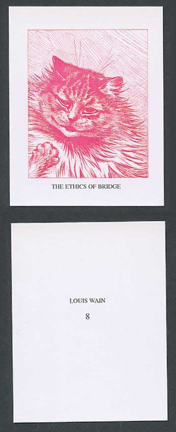 LOUIS WAIN Artist Signed Cat Kitten Trading Trade Card The Ethics of Bridge No.8