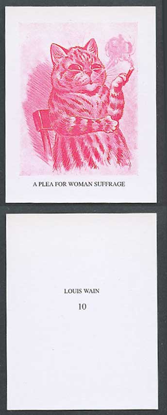 LOUIS WAIN Artist Signed Cat Kitten Trading Trade Card A Plea For Woman Suffrage