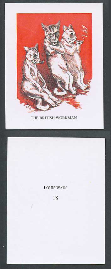 LOUIS WAIN Artist Signed Cats Trading Trade Card The British Workman Smoking 18