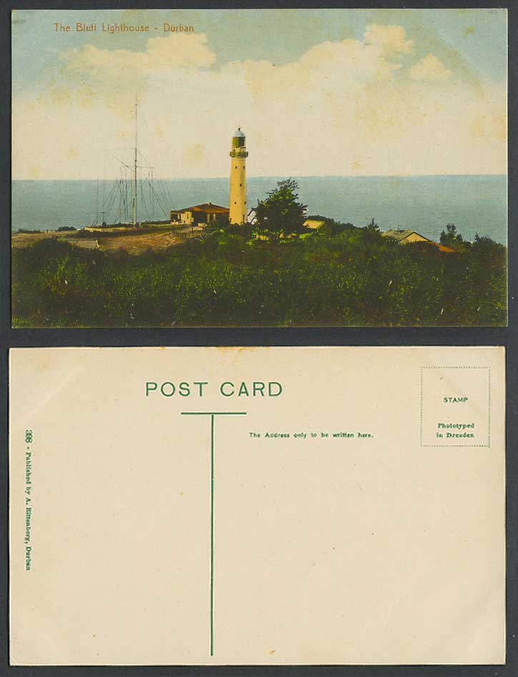 South Africa Old Colour Postcard Durban, The Bluff Lighthouse Light House 398 AR
