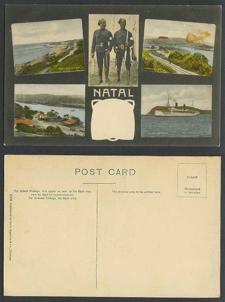 S Africa Old Postcard Natal Police, Port Shepstone, Umzimkulu River, Amanzimtoti
