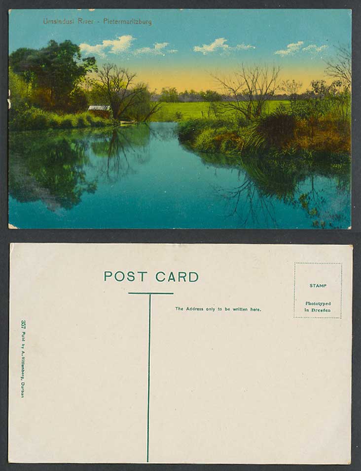 South Africa Pietermaritzburg Umsindusi River Scene Panorama Old Colour Postcard