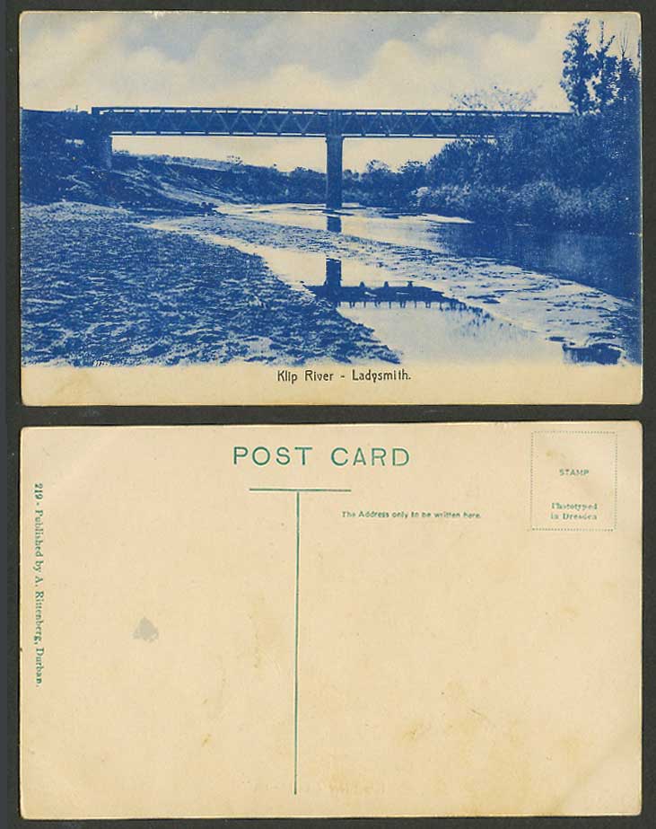 South Africa Ladysmith Bridge over Klip River Scene Panorama Old Postcard AR 219