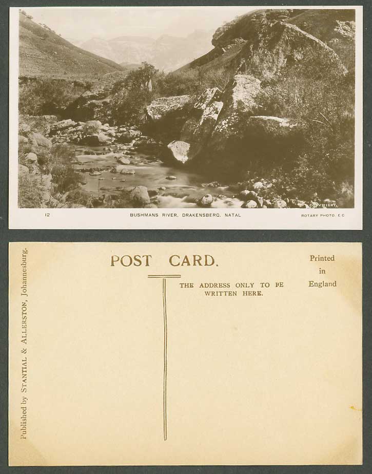 South Africa Natal Bushmans River Scene Drakensberg Mountains Old Photo Postcard