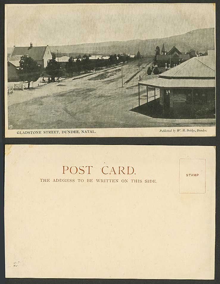 South Africa, Natal, Dundee, Gladstone Street Scene, Panorama Old U.B. Postcard