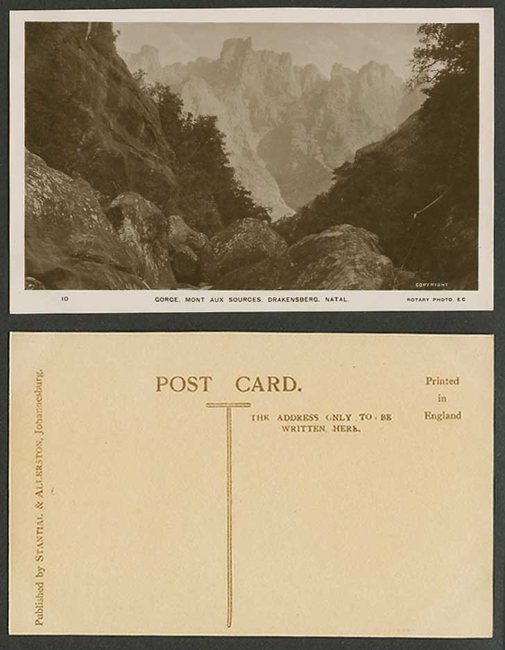 South Africa Natal Gorge Mont Aux Sources Mountains Old Postcard Rotary Photo 10