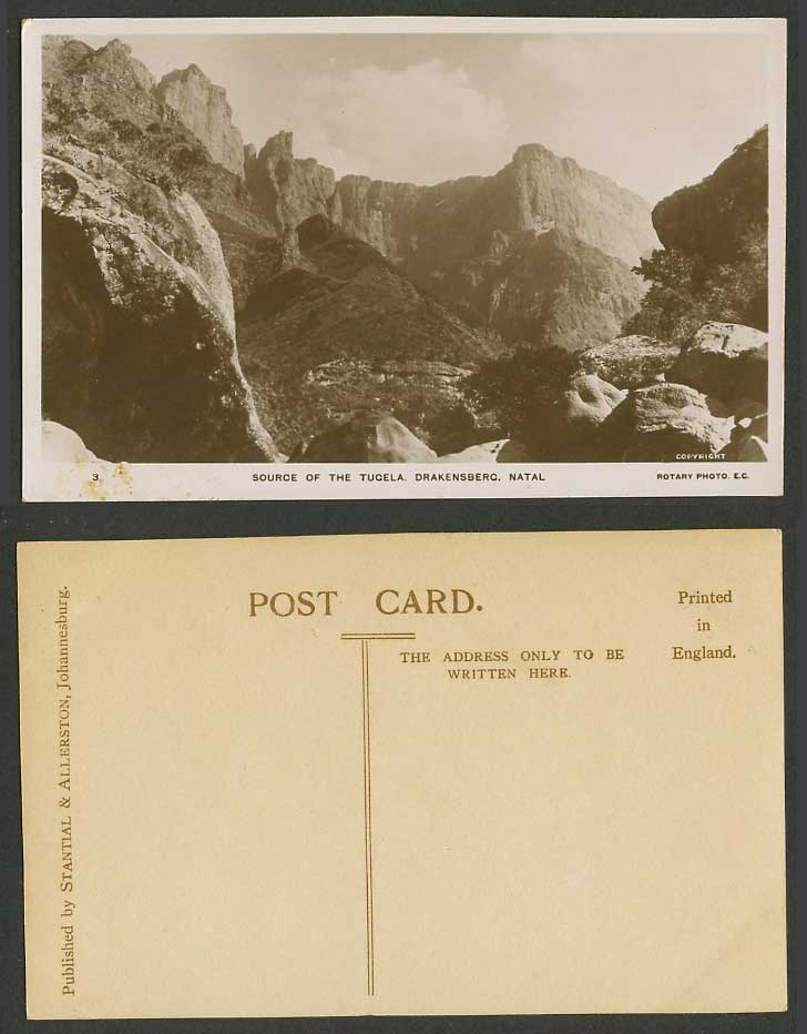 South Africa Natal Source of The Tugela Drakensburg Rock Old Real Photo Postcard