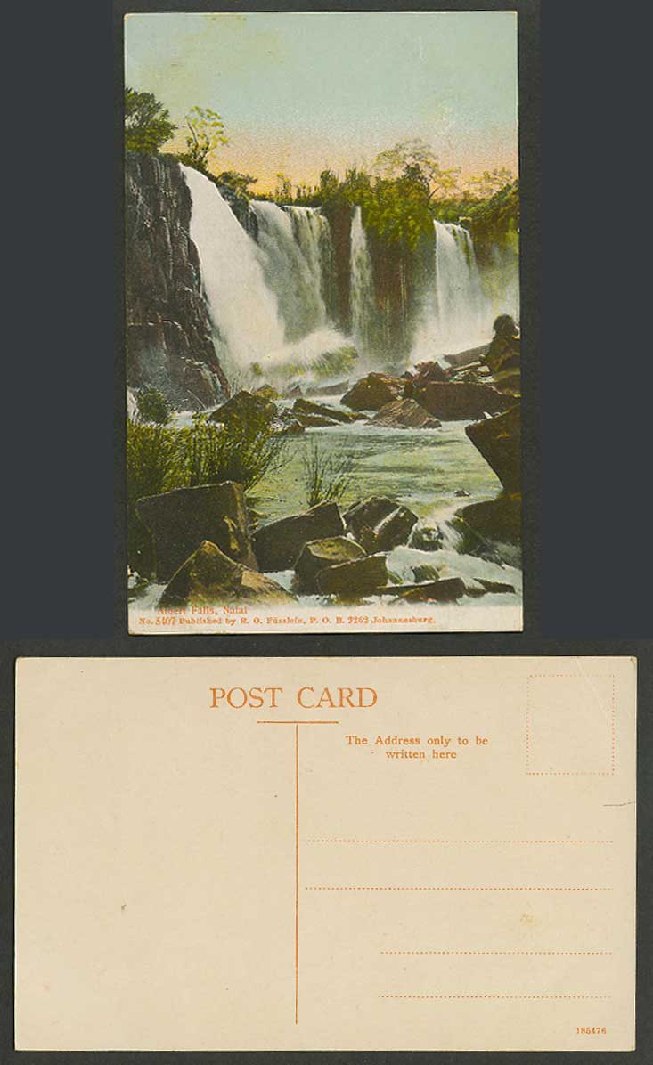 South Africa Natal Old Colour Postcard Albert Falls Umgeni River Waterfalls Rock