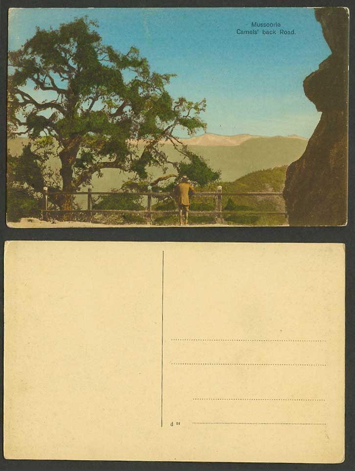 India Old Hand Tinted Color Postcard Mussoorie Camels' Back Road Mountains Hills