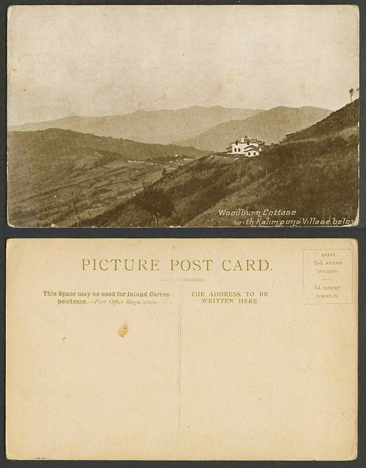 India Old Postcard Woodburn Cottage Kalimpong Village Below Himalaya Mts. Bengal