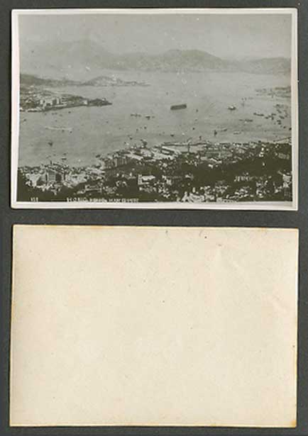 Hong Kong Old Small Photo Real Photograph HK Harbour Boats Panorama General View