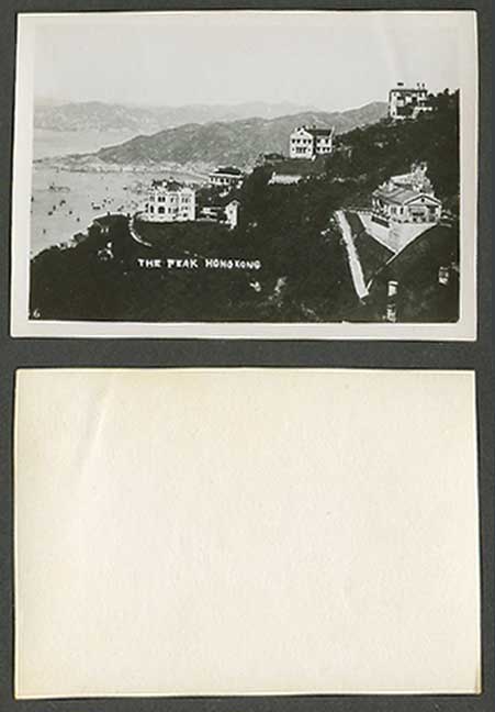 Hong Kong Old Small Photo Real Photograph The Peak Harbour Panorama General View