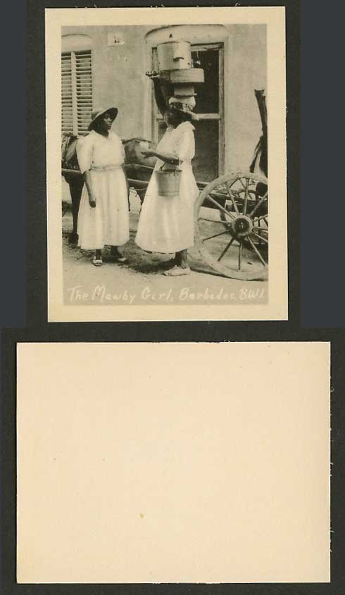 Barbados The Mawby Girl Native Women Cart Old Card Snap Shot British West Indies