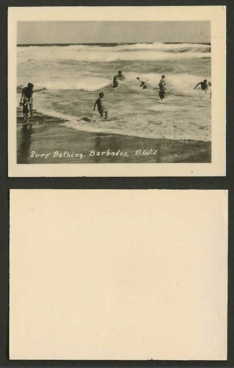 Barbados Surf Bathing Surfing Beach Sands Old Card Snap Shot British West Indies