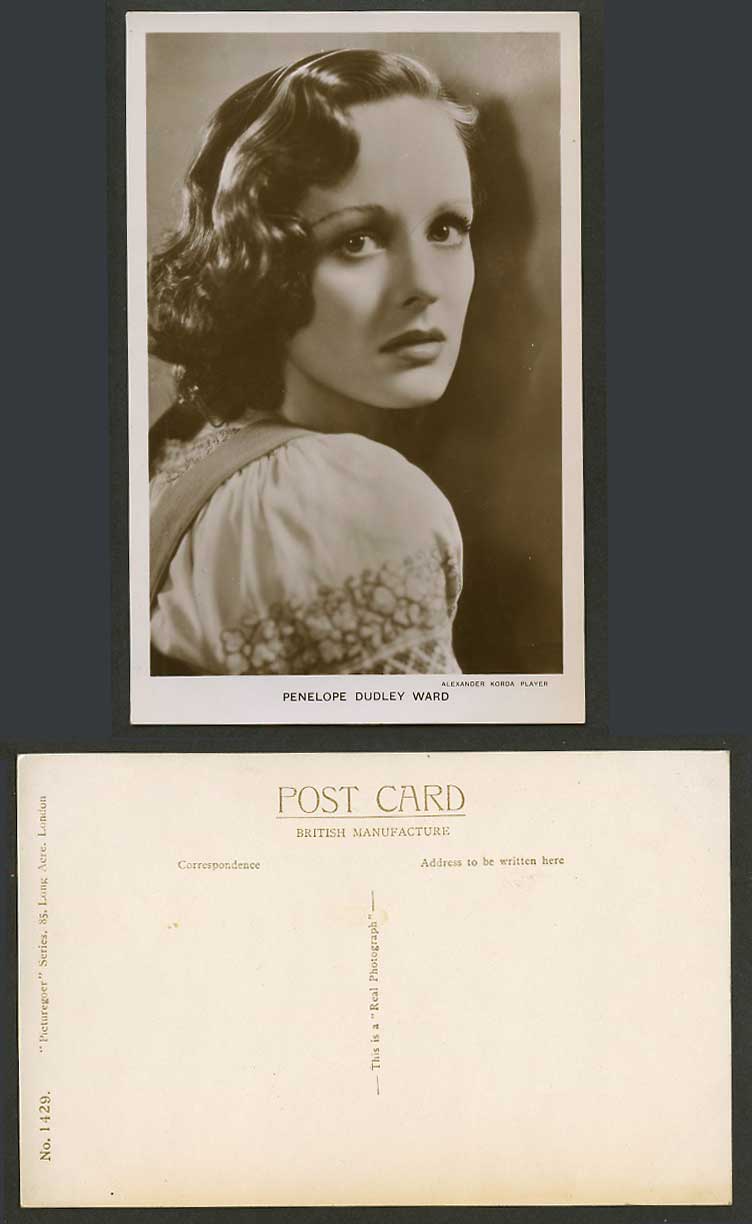 English Actress Penelope Dudley Ward Alexander Korda Pyr Old Real Photo Postcard