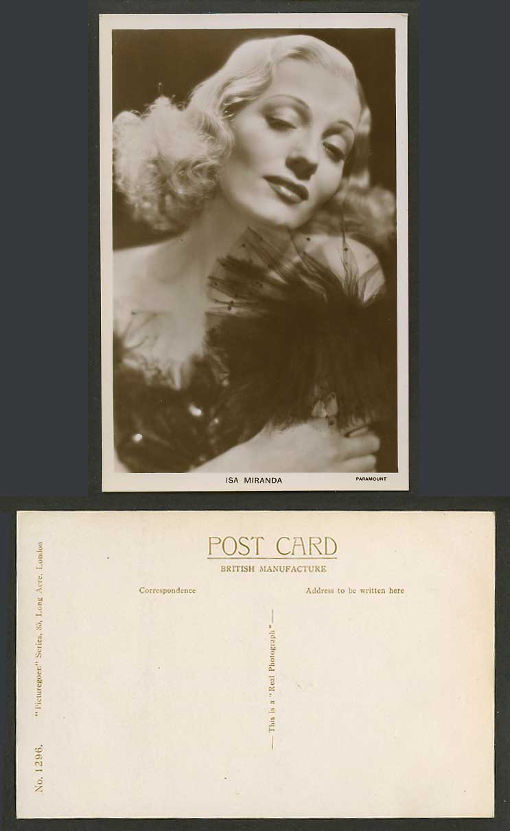 Italian Actress Isa Miranda International Film Paramount Old Real Photo Postcard