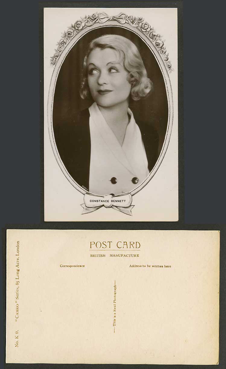 American Actress, Constance Bennett, Stage Film Radio TV Old Real Photo Postcard