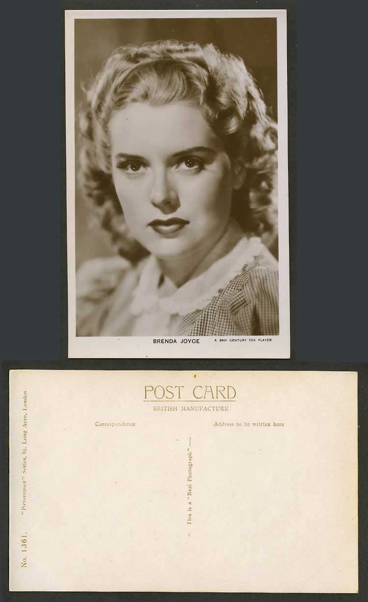 American Film Actress Brenda Joyce A 20th Century Fox P. Old Real Photo Postcard