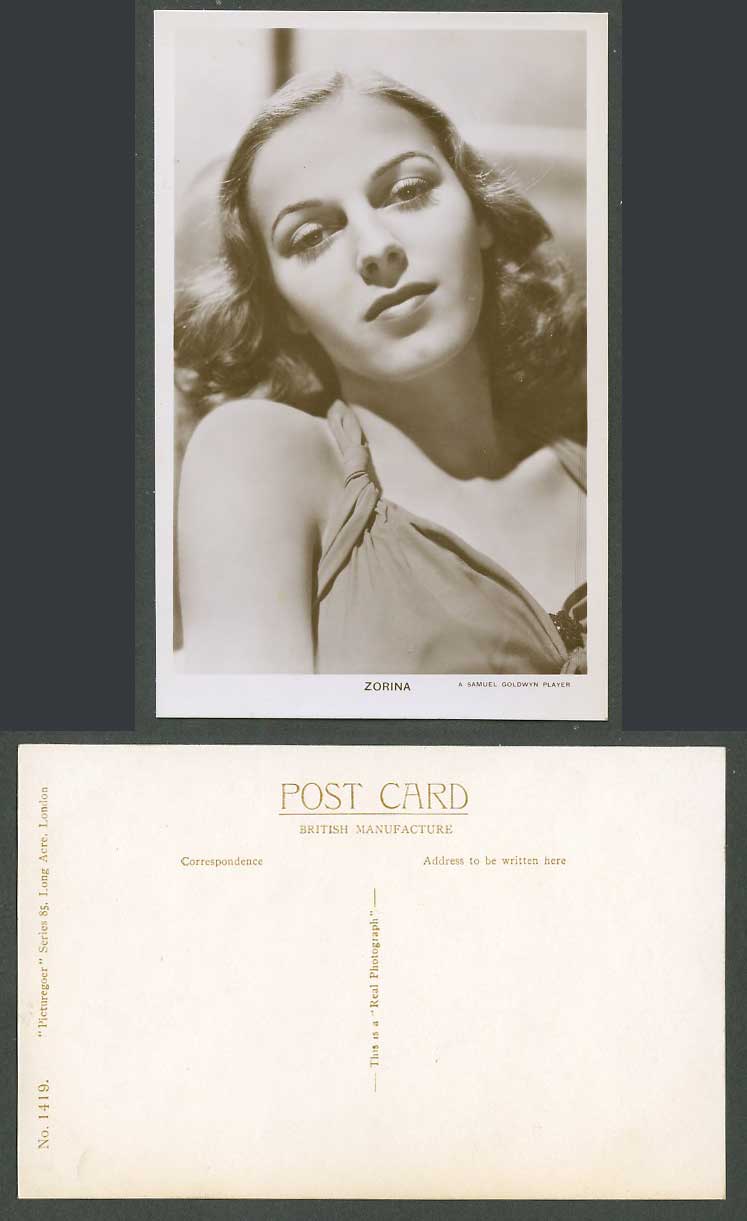 Norwegian Actress Vera Zorina Ballerina, A Samuel Goldwyn Player Old RP Postcard